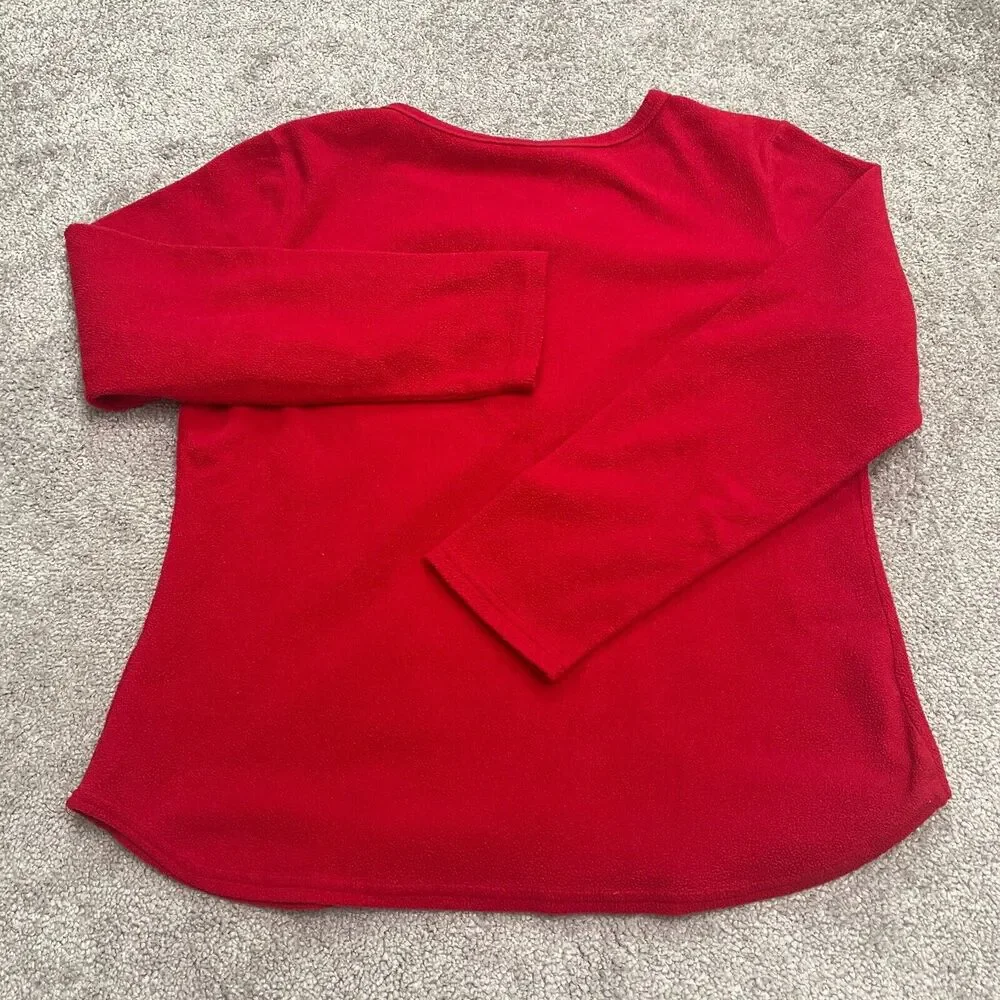 Disney Mickey Mouse Sleepwear Shirt Womens XL Red Henley Long Sleeve Pajama Top - Picture 2 of 11
